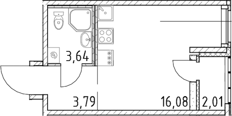 Квартира студия 23.51 м², 8/23 эт., ЖК «Город Первых»